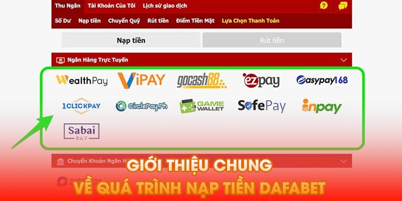 Giới thiệu chung về quá trình nạp tiền Dafabet 
